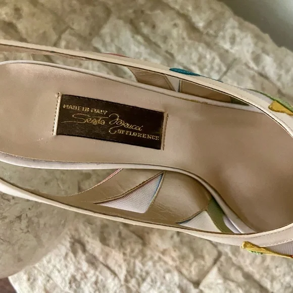 Vintage Italian Pieced Suede Slingback Heels - Picture 4 of 8